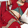 Red Color Saree on Faux Georgette